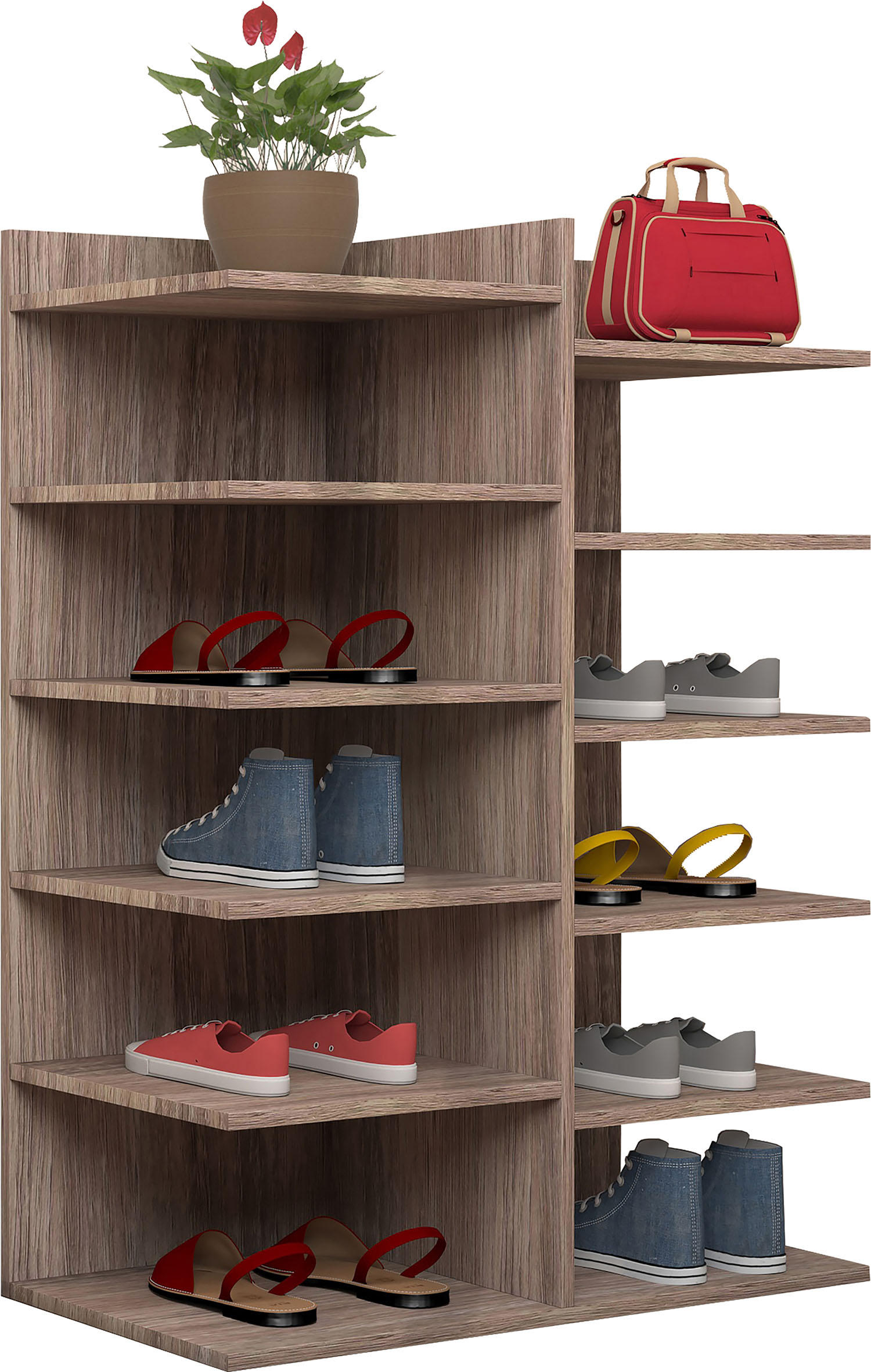 SCHUHREGAL Sonoma Eiche  - Sonoma Eiche, Basics, Holzwerkstoff (60/80/30cm) - MID.YOU