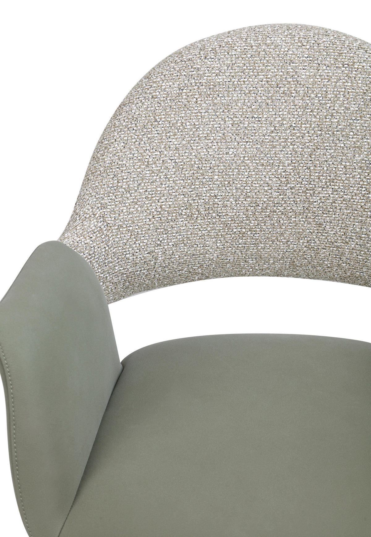 ARMLEHNSTUHL  Sitzfläche 360° drehbar, inklusive Armlehnen, automatische Rückholfunktion Webstoff Echtleder  - Salbeigrün/Schwarz, Design, Leder/Textil (62,5/86/64cm) - Novel