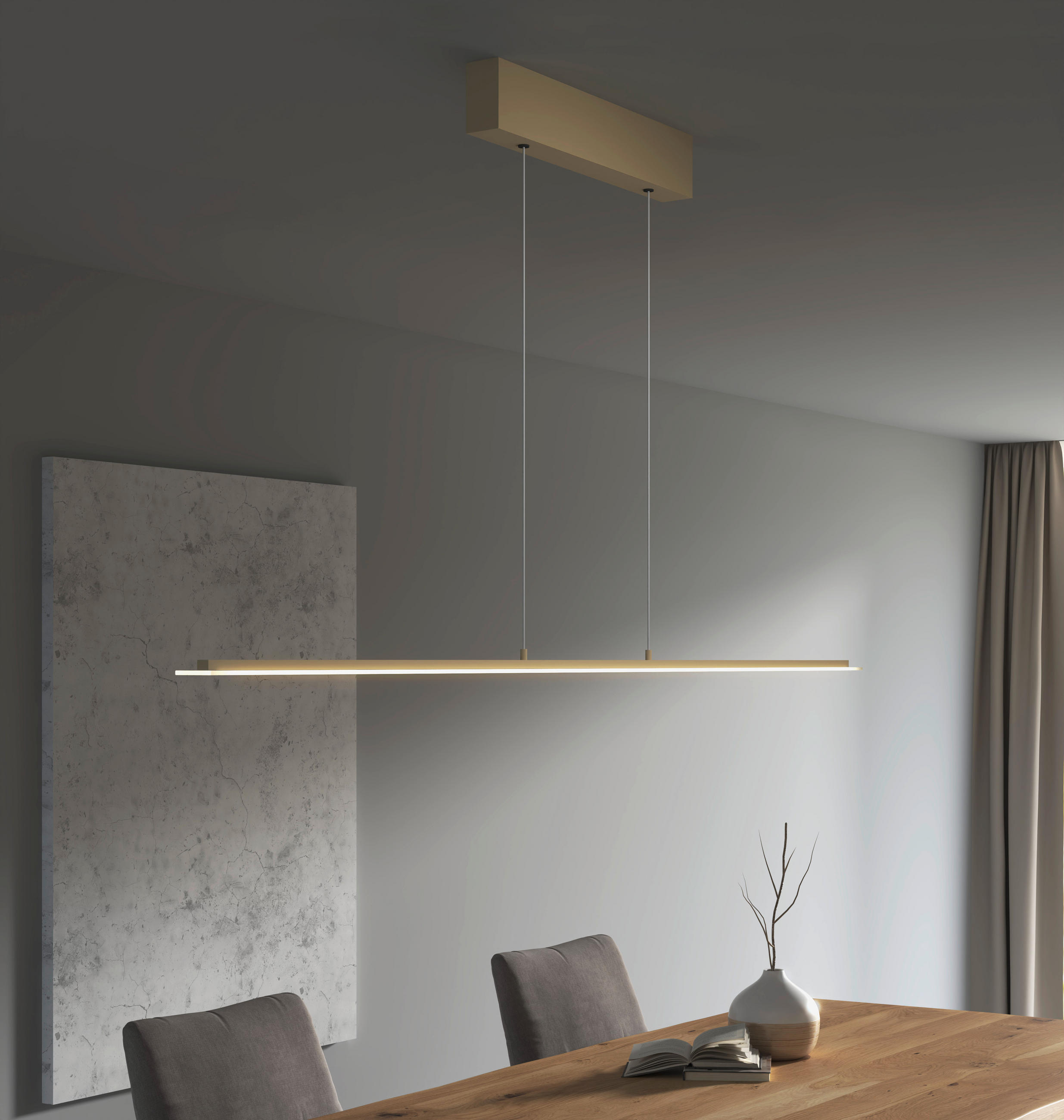 LED-HÄNGELEUCHTE Torvi 115/9/180 cm   - Sandfarben, Design, Glas/Metall (115/9/180cm)