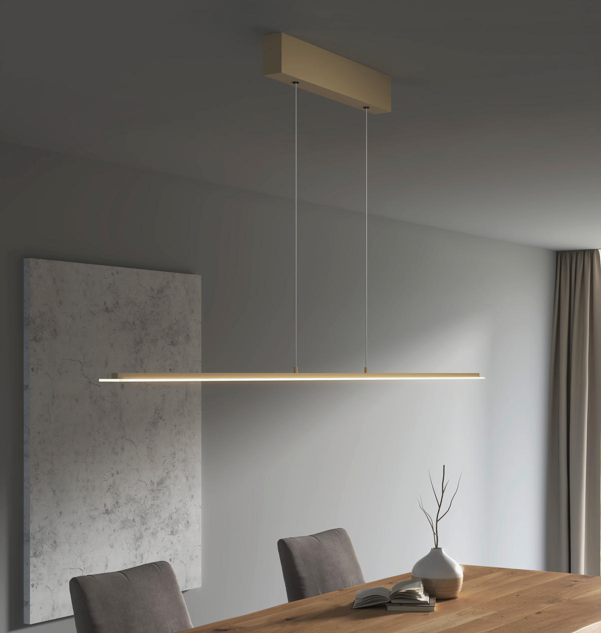 LED-HÄNGELEUCHTE Torvi 115/9/180 cm   - Sandfarben, Design, Glas/Metall (115/9/180cm)