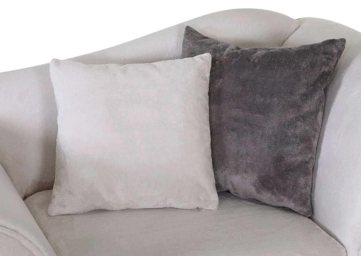 SESSEL in Plüsch Weiß, Grau  - Schwarz/Weiß, Design, Textil/Metall (138/83/85cm) - Ambia Home
