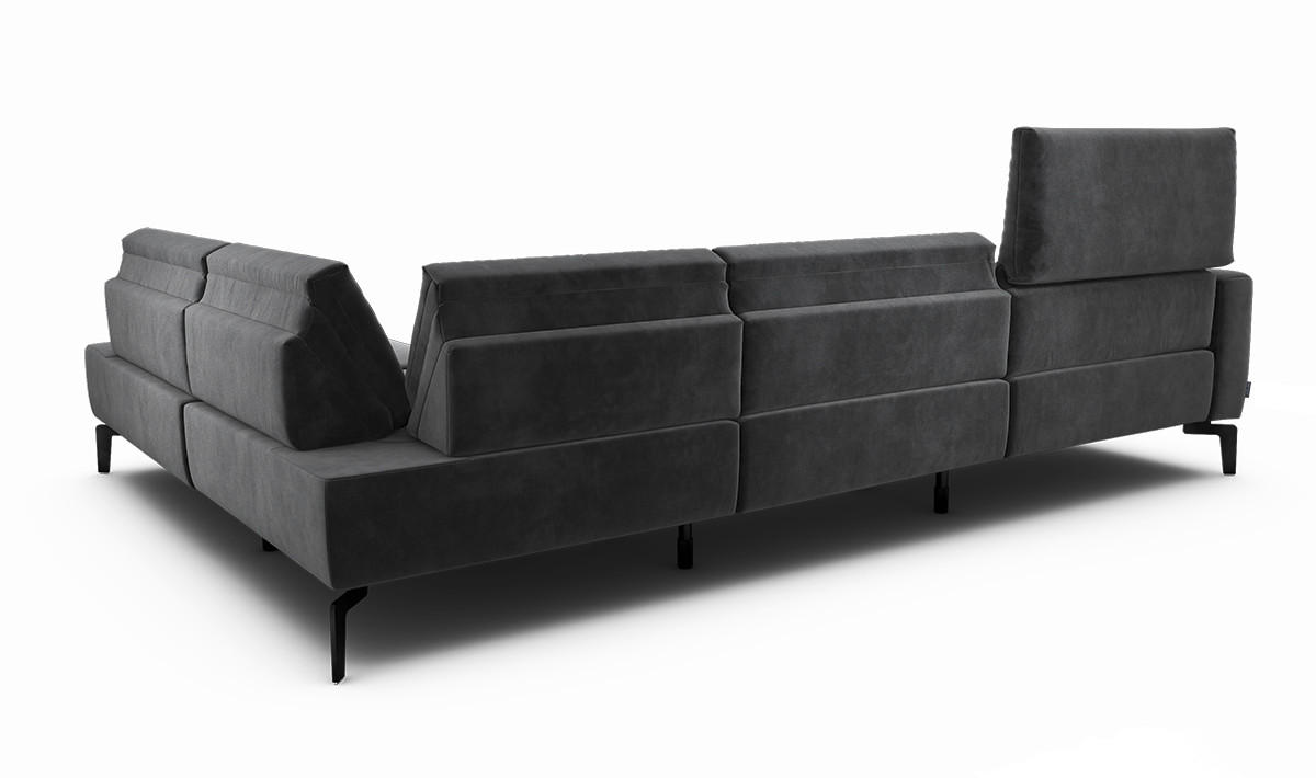 ECKSOFA in Samt Anthrazit  296/213 cm  - Anthrazit/Schwarz, Design, Textil/Metall (296/213cm) - SENSOO