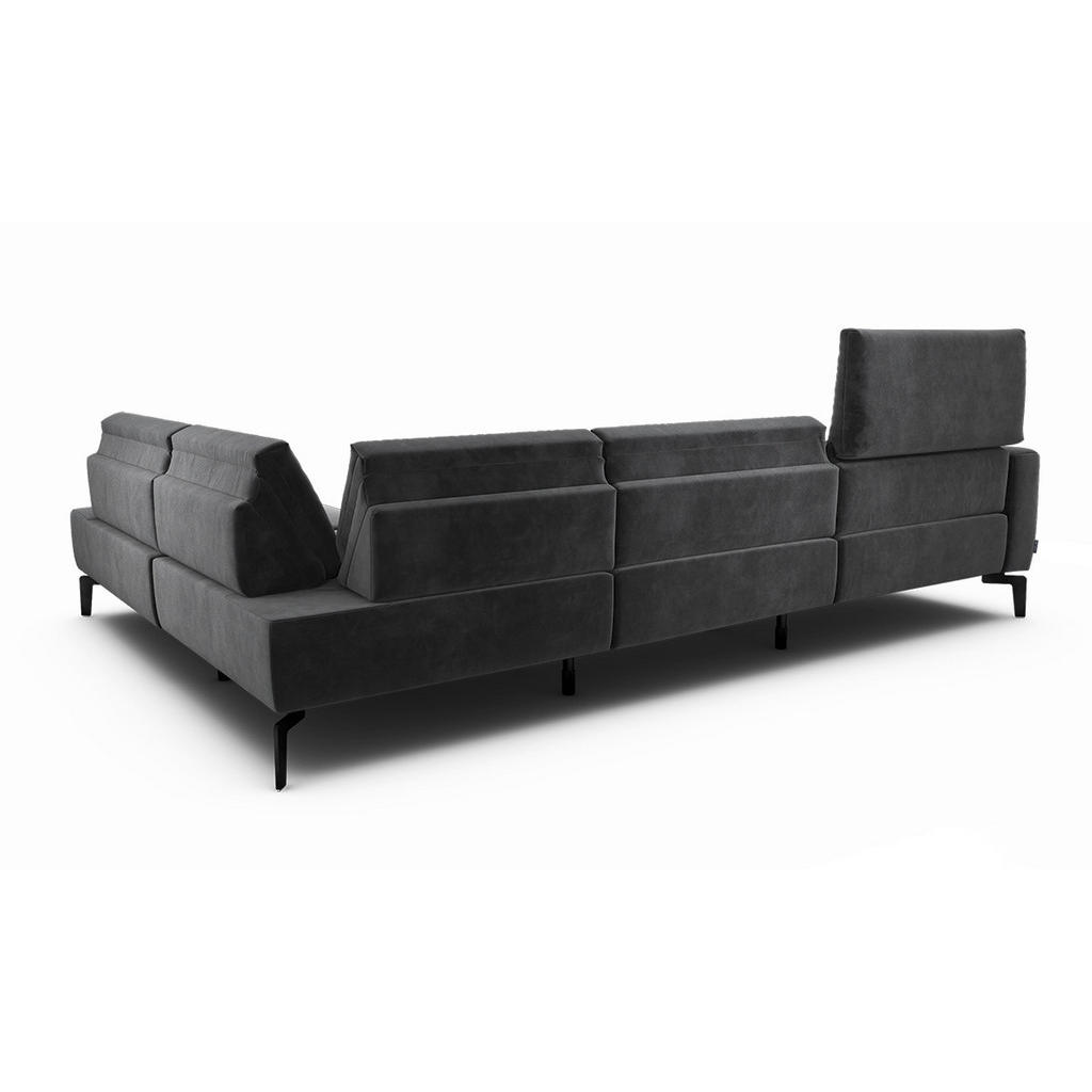 Thumbnail - Sensoo Ecksofa Cosy, Anthrazit, Textil, 5-Sitzer, Ottomane rechts, L-Form, 296x213 cm, Stoffauswahl, Armteil links, rech...