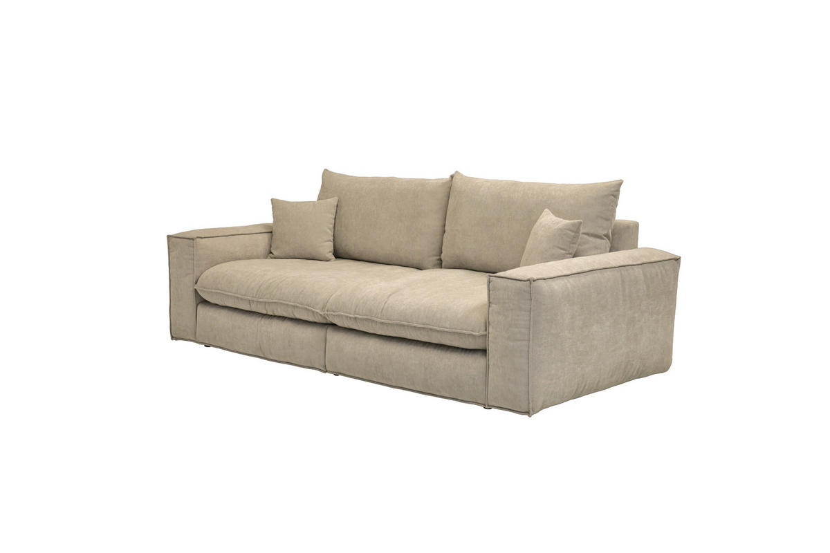 BIGSOFA Chenille Greige  - Greige/Schwarz, MODERN, Kunststoff/Textil (255/76/117cm) - Milino