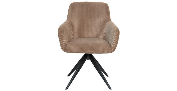 ARMLEHNSTUHL in Eisen Cord - Taupe/Schwarz, Design, Textil/Metall (60,5/82,5/62,5cm) - Novel