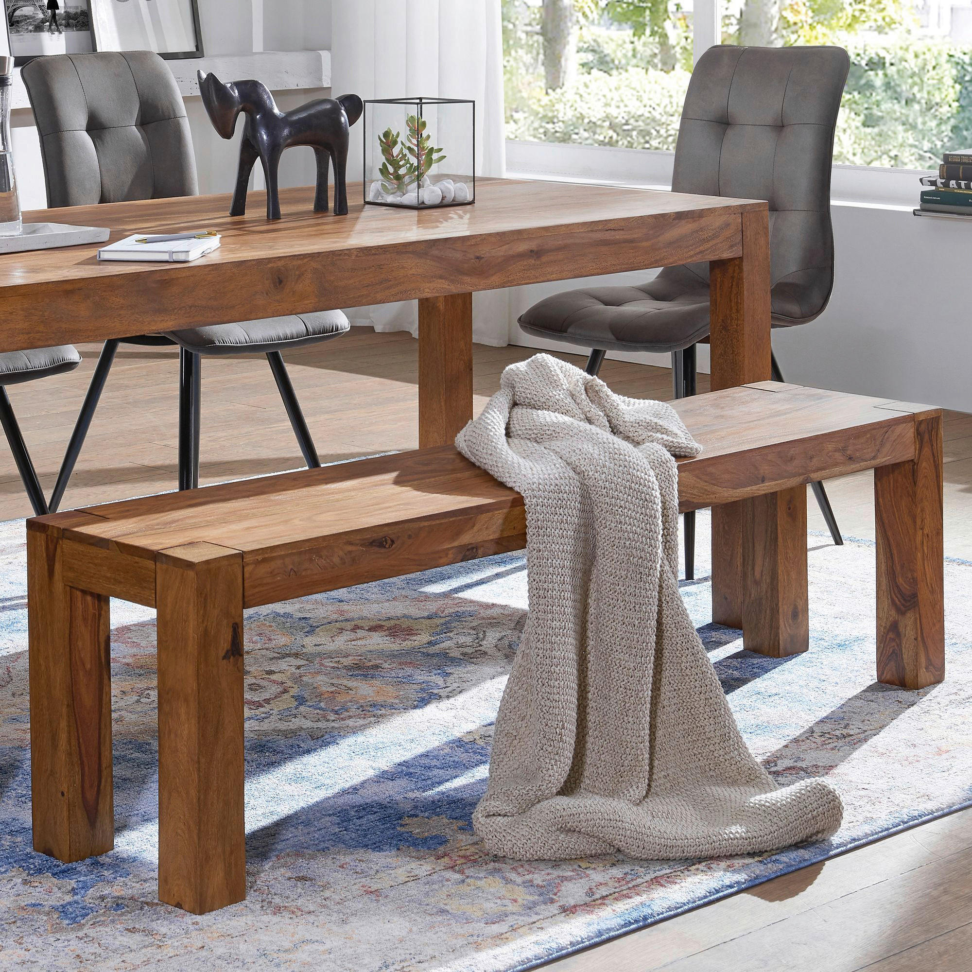 SITTBÄNK i trä sheshamfärgad  - sheshamfärgad, Modern, trä (140/45/35cm) - MID.YOU