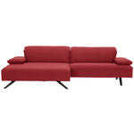 ECKSOFA in Flachgewebe Rot  - Anthrazit/Rot, Design, Textil/Metall (166/280cm) - Ambiente