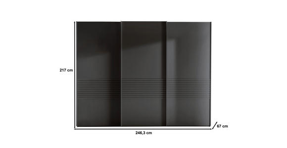 SCHWEBETÜRENSCHRANK 250/217/67 cm 3-türig Graphitfarben - Graphitfarben, Design, Holzwerkstoff/Metall (250/217/67cm) - Novel