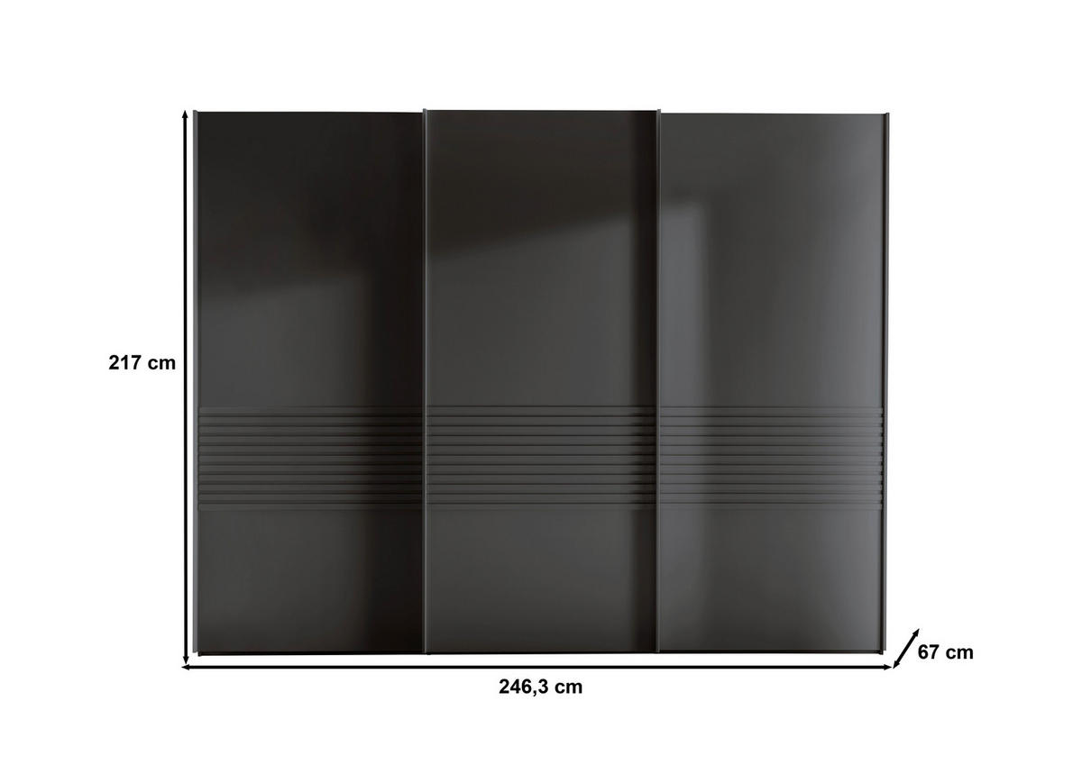 SCHWEBETÜRENSCHRANK in Graphitfarben  - Graphitfarben, Design, Holzwerkstoff/Metall (250/217/67cm) - Novel