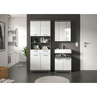 BADEZIMMER 3-teilig  in 134 cm  - Chromfarben/Weiß Hochglanz, MODERN, Holzwerkstoff/Kunststoff (134cm) - MID.YOU