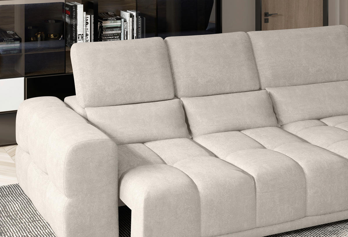 HÖRNSOFFA i chenille sandfärgad  - sandfärgad/svart, Klassisk, textil/plast (290/203cm) - MID.YOU