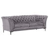 CHESTERFIELD-SOFA  in Flachgewebe Hellgrau  - Hellgrau/Schwarz, LIFESTYLE, Textil/Metall (220/80/100cm) - Landscape