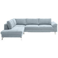 ECKSOFA in Velours Hellblau  - Chromfarben/Hellblau, Design, Textil/Metall (200/281cm) - Hom`in
