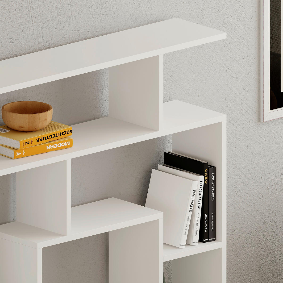 BOKHYLLA i 125/129/22 cm vit  - vit, Design, trämaterial (125/129/22cm) - Livetastic