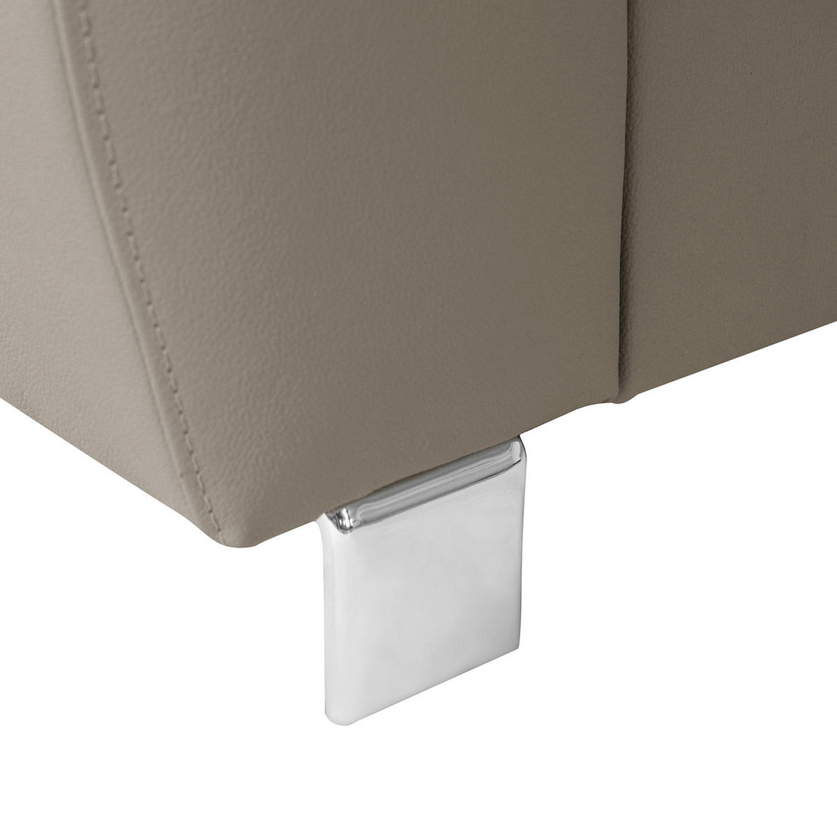 ECKSOFA Hellgrau Echtleder Lederlook  - Chromfarben/Hellgrau, Design, Leder/Textil (248/208cm) - Livetastic