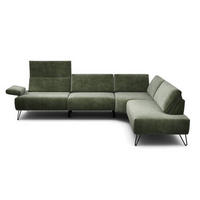 ECKSOFA in Samt Waldgrün  288-303/213 cm  - Waldgrün/Schwarz, Design, Textil/Metall (288-303/213cm) - SENSOO