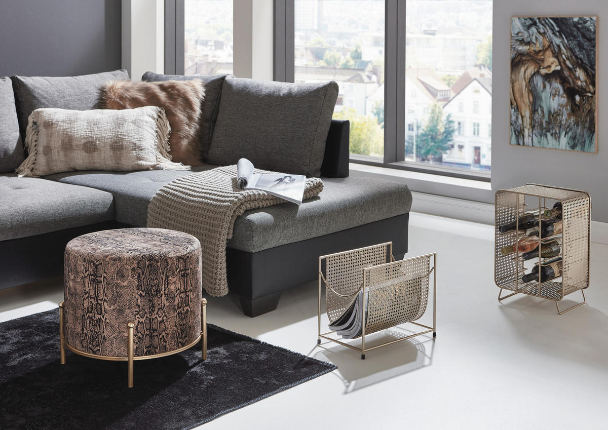 HOCKER in Metall, Textil, Holzwerkstoff Multicolor, Goldfarben  - Goldfarben/Multicolor, Design, Holzwerkstoff/Textil (48/40/48cm)