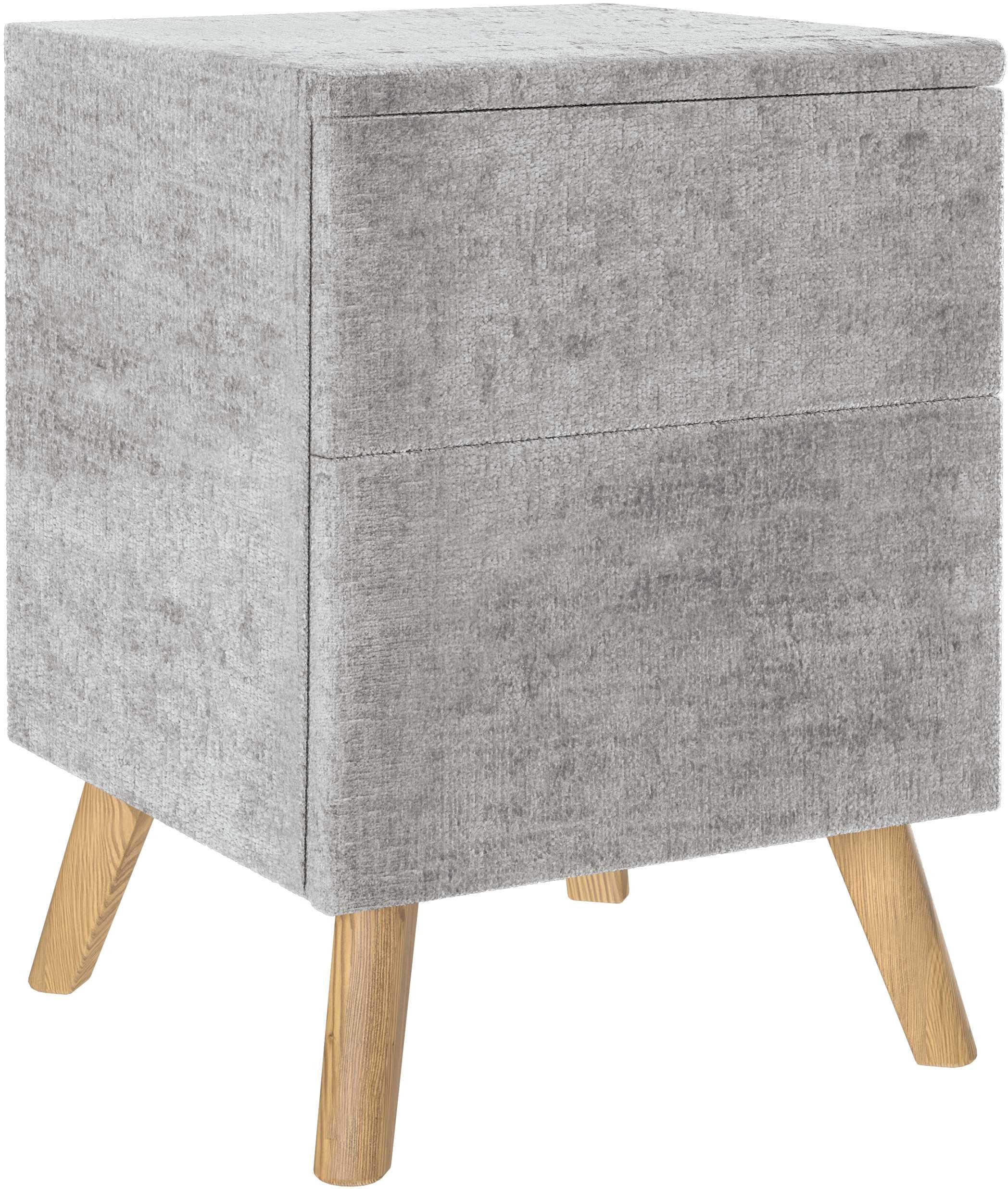 NACHTSCHRANK 40/60/40 cm Eiche vollmassiv  - Eichefarben/Grau, Design, Holz/Textil (40/60/40cm) - Esposa