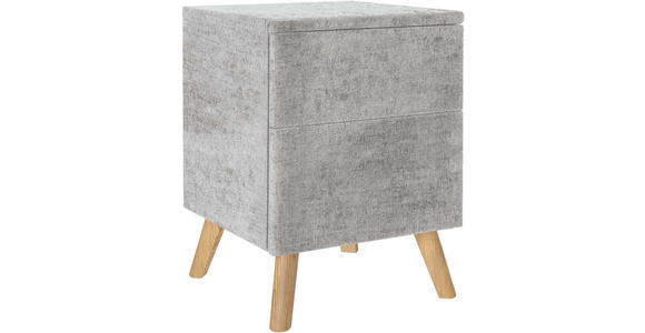 NACHTSCHRANK 40/60/40 cm Eiche vollmassiv  - Eichefarben/Grau, Design, Holz/Textil (40/60/40cm) - Esposa