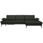 ECKSOFA in Echtleder Dunkelgrün  - Dunkelgrün/Schwarz, Design, Leder/Metall (325/157cm) - Dieter Knoll