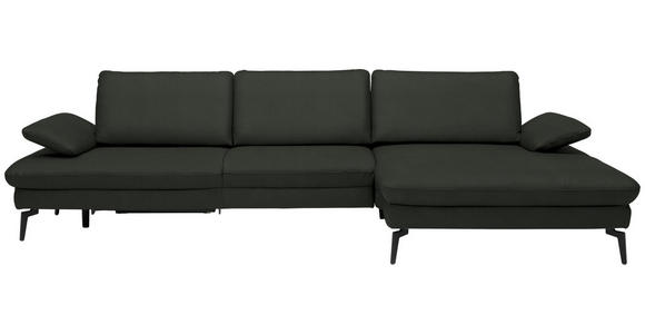 ECKSOFA in Echtleder Dunkelgrün 325/157 cm - Dunkelgrün/Schwarz, Design, Leder/Metall (325/157cm) - Dieter Knoll