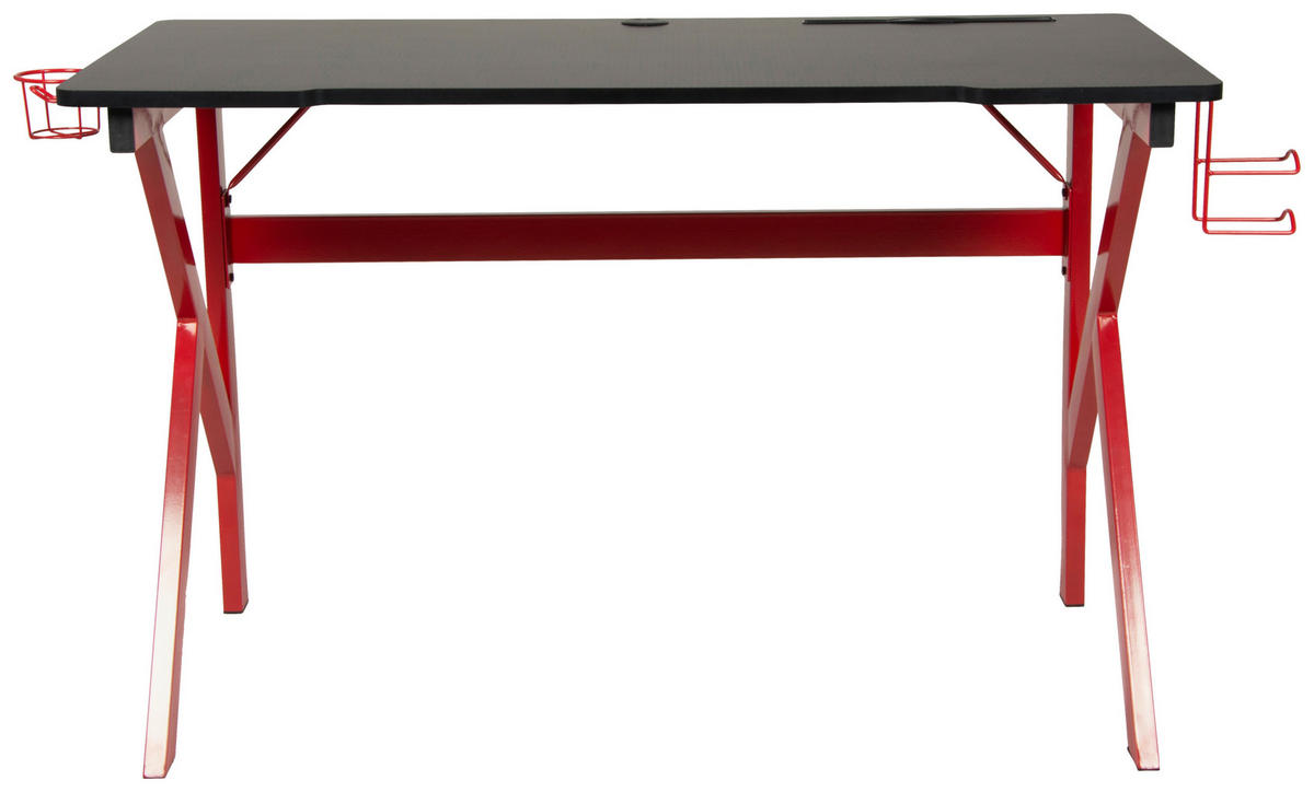 GAMINGTISCH Rot, Schwarz  - Rot/Schwarz, MODERN, Holzwerkstoff/Metall (120/60/75cm) - Boxxx
