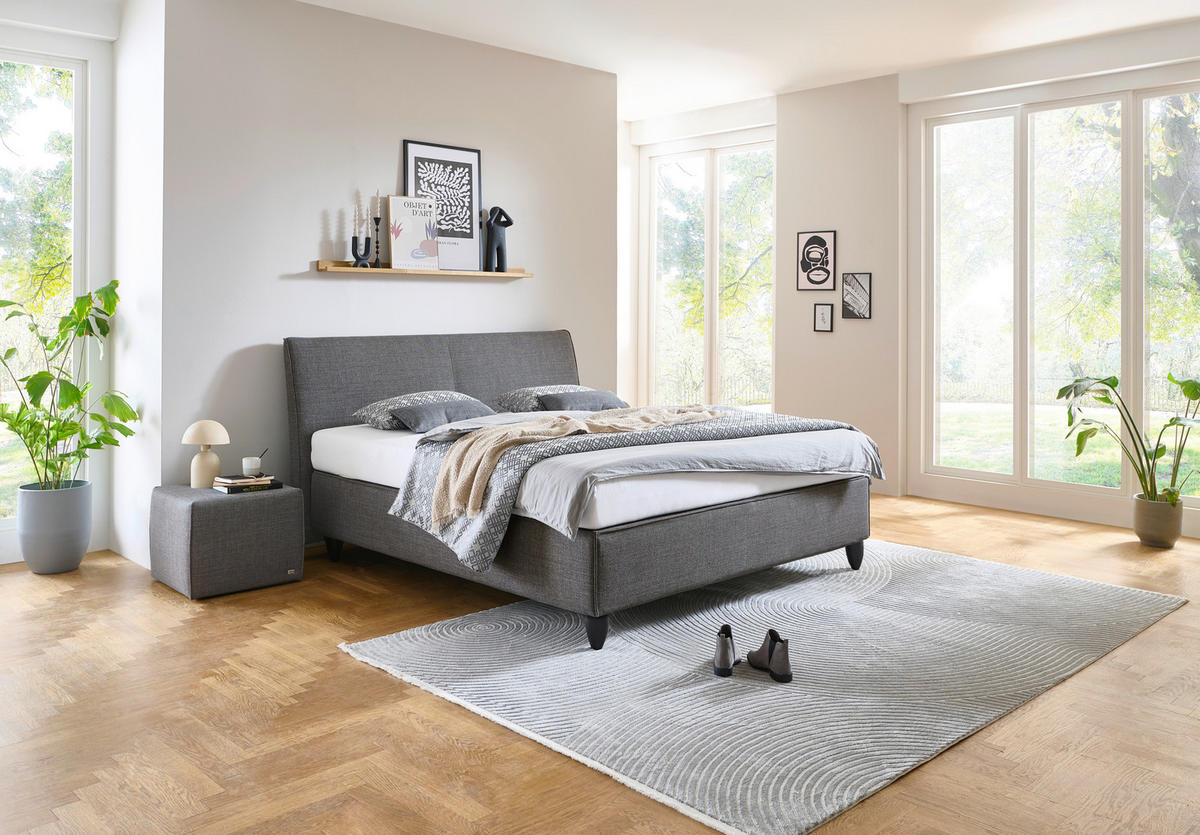 BOXSPRINGBETT 180/200 cm  in Grau, Dunkelgrau  - Dunkelgrau/Schwarz, Design, Holzwerkstoff/Kunststoff (180/200cm) - RUF Betten