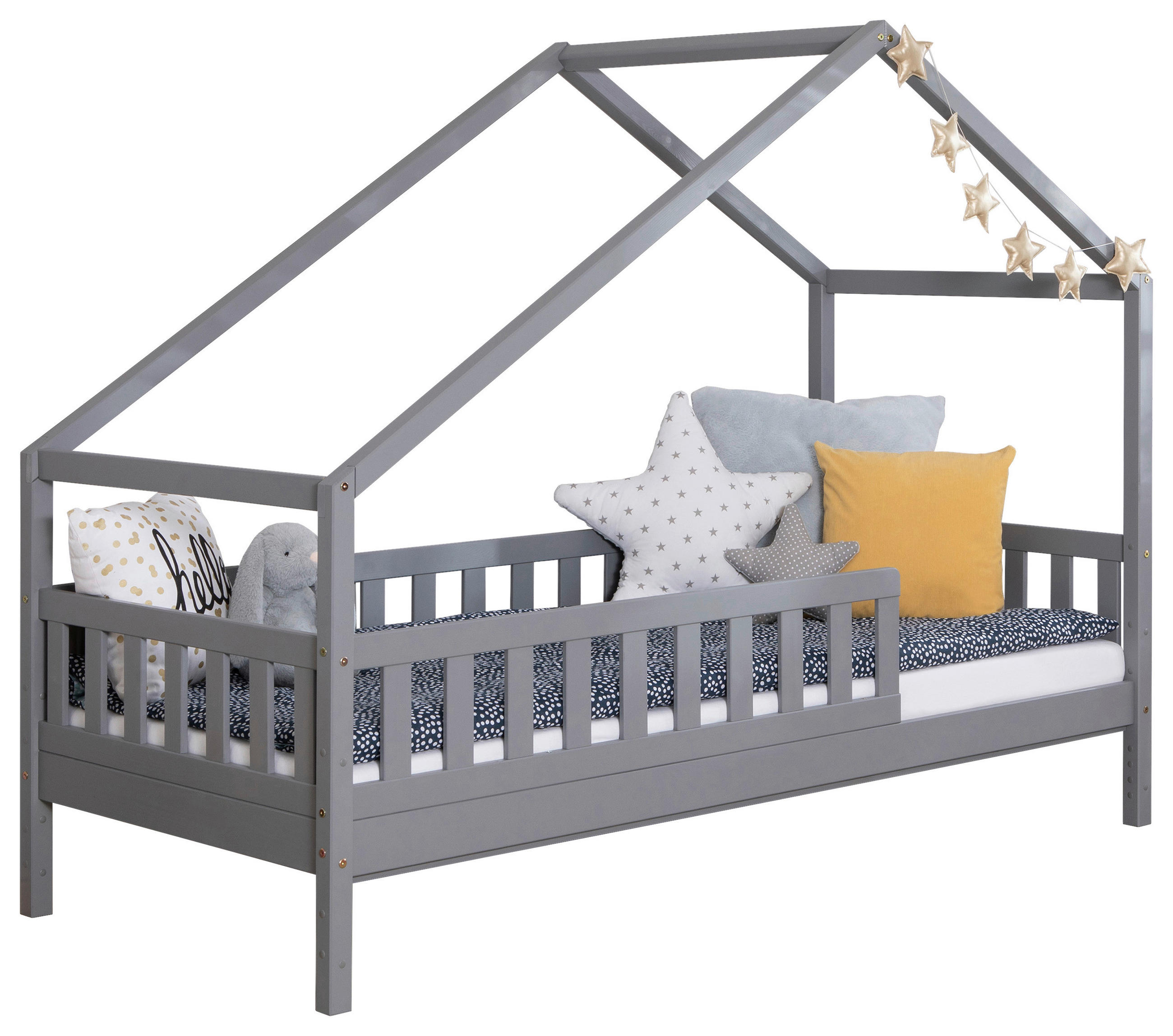 HAUSBETT Matratze, Rollrost, Absturzsicherung 90/200 cm  - Hellgrau/Weiß, MODERN, Holz/Textil (90/200cm) - MID.YOU