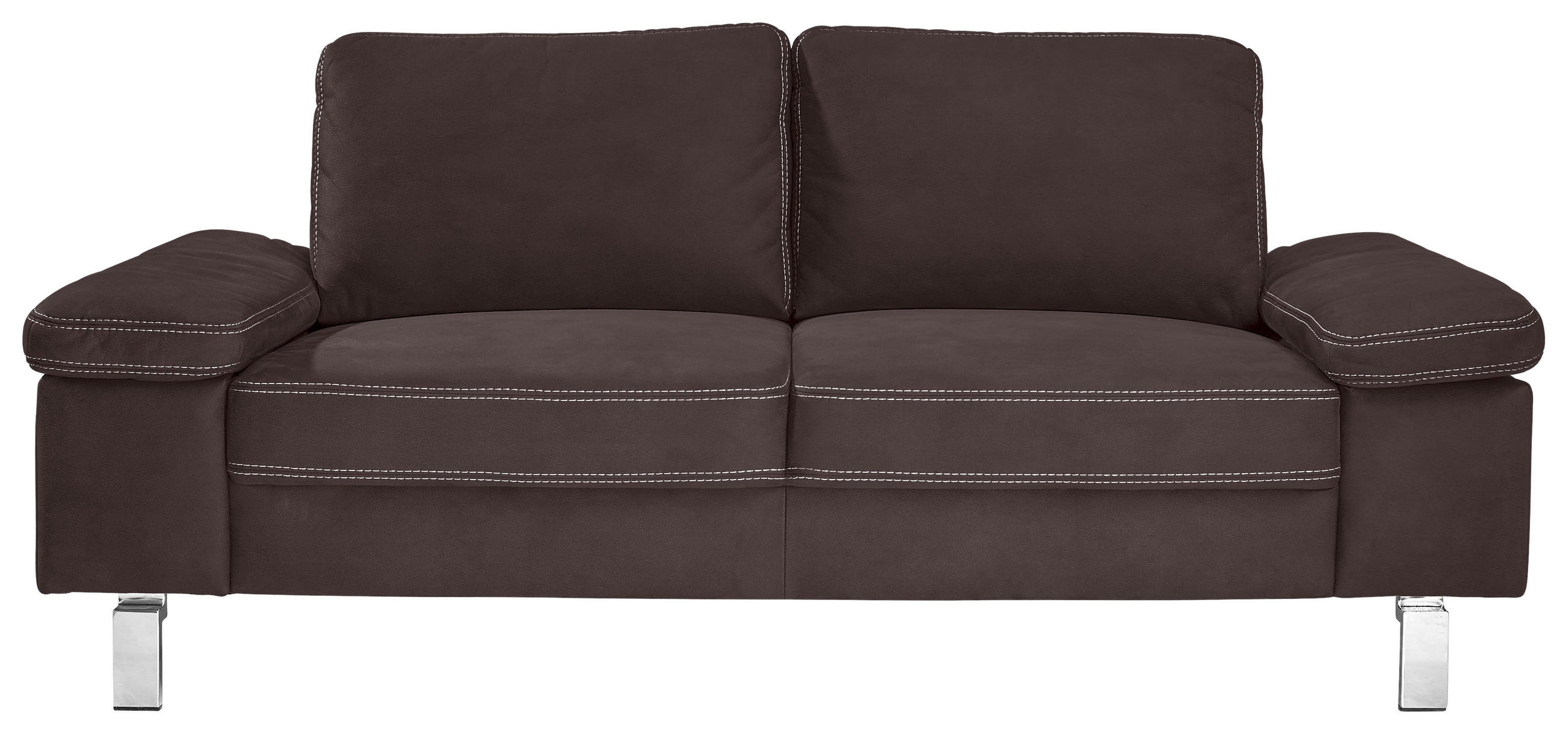 2-SITZER-SOFA  in Mikrofaser Dunkelbraun  - Chromfarben/Dunkelbraun, Design, Textil/Metall (194/86/97cm) - Hom`in