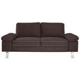 2-SITZER-SOFA Mikrofaser Dunkelbraun  - Chromfarben/Dunkelbraun, Design, Textil/Metall (194/86/97cm) - Hom`in