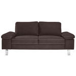 2-SITZER-SOFA  in Mikrofaser Dunkelbraun  - Chromfarben/Dunkelbraun, Design, Textil/Metall (194/86/97cm) - Hom`in