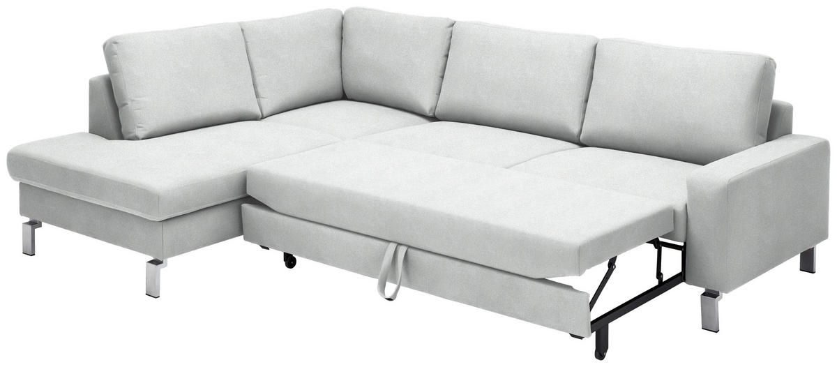 ECKSOFA in Flachgewebe Silberfarben  200/276 cm  - Chromfarben/Silberfarben, Design, Textil/Metall (200/276cm) - Hom`in