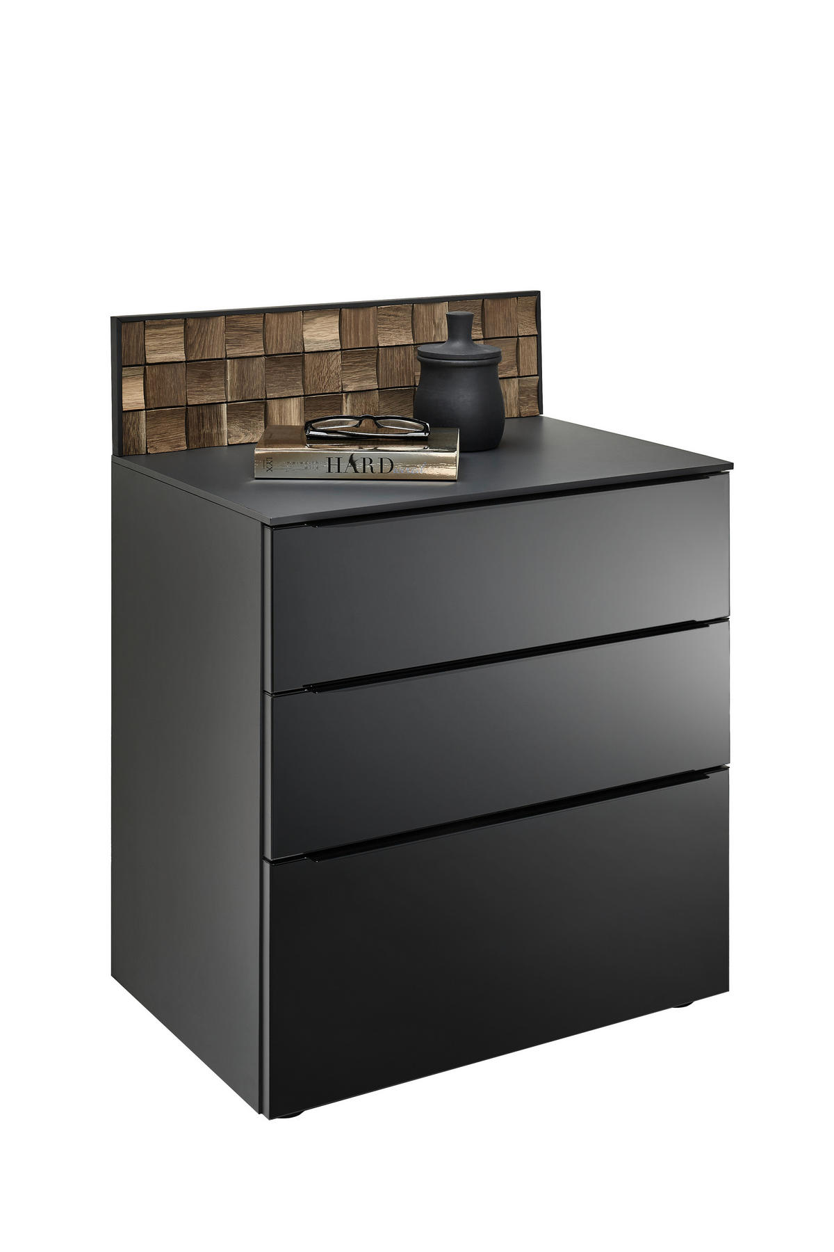 NACHTSCHRANK 58/62,5/40 cm Eiche massiv  - Eiche dunkel/Anthrazit, Design, Glas/Holz (58/62,5/40cm) - Dieter Knoll