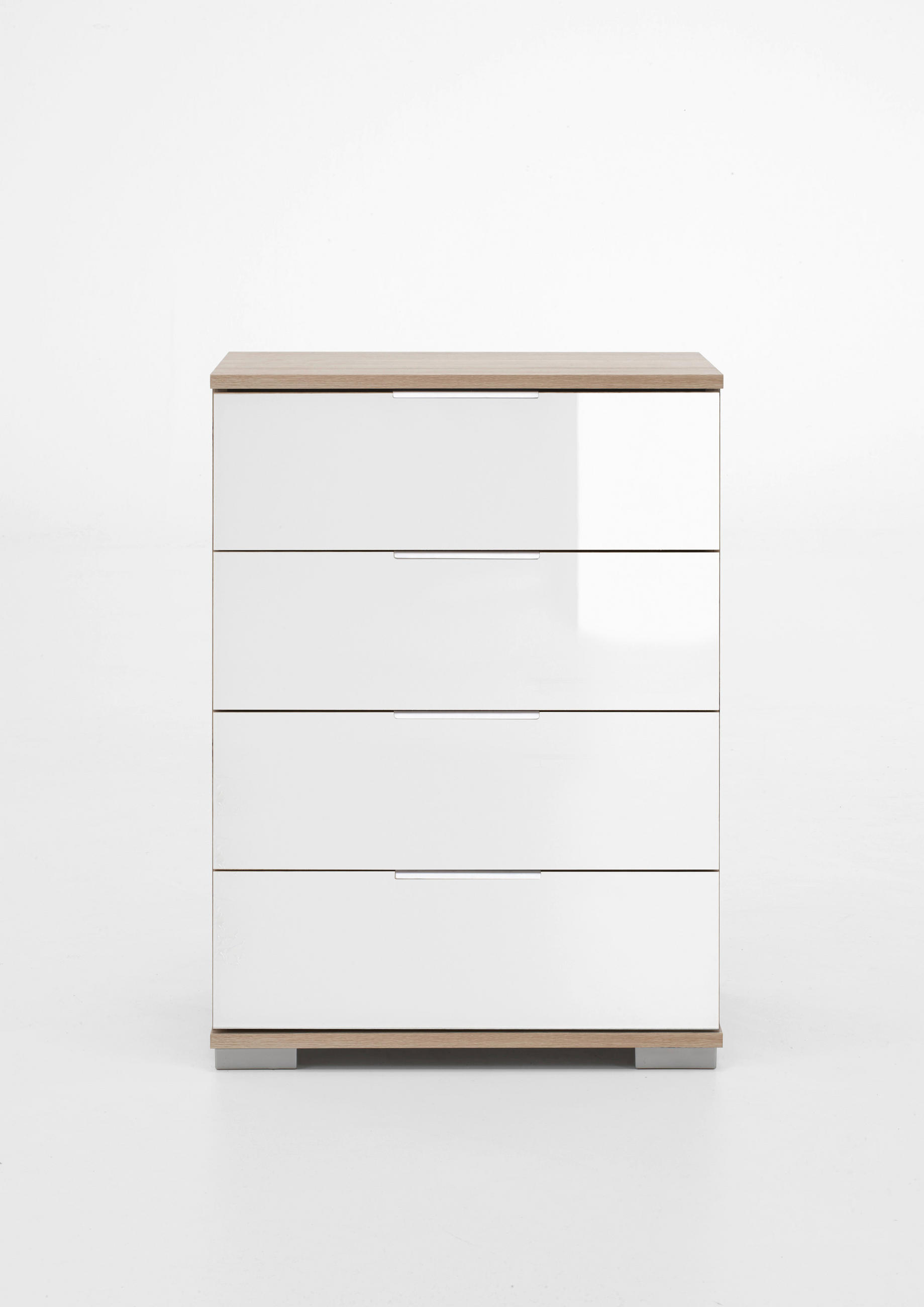 NOĆNI ORMARIĆ bijela, boje hrasta   - bijela/boje hrasta, Moderno, staklo/drvni materijal (52/74/38cm) - Carryhome