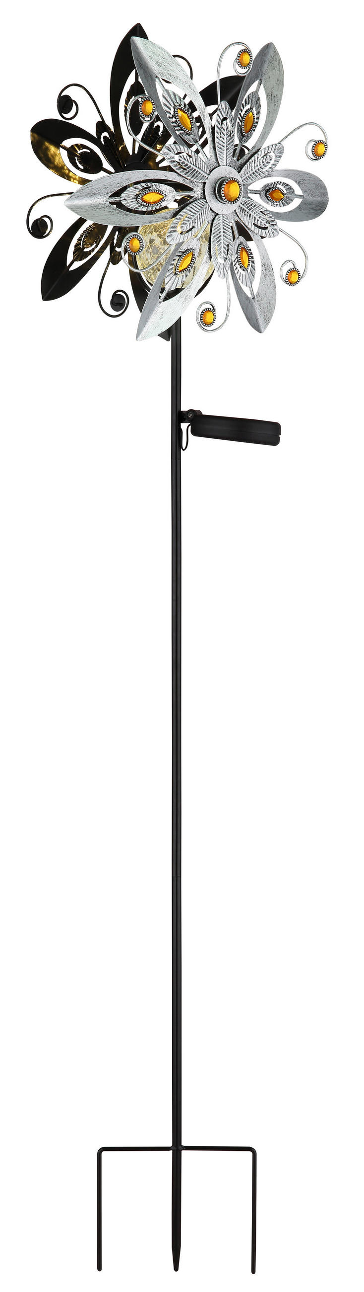 SOLÁRNÍ SVÍTIDLO 32/17,5/124 cm - černá/barvy stříbra, Design, kov/sklo (32/17,5/124cm) - Globo
