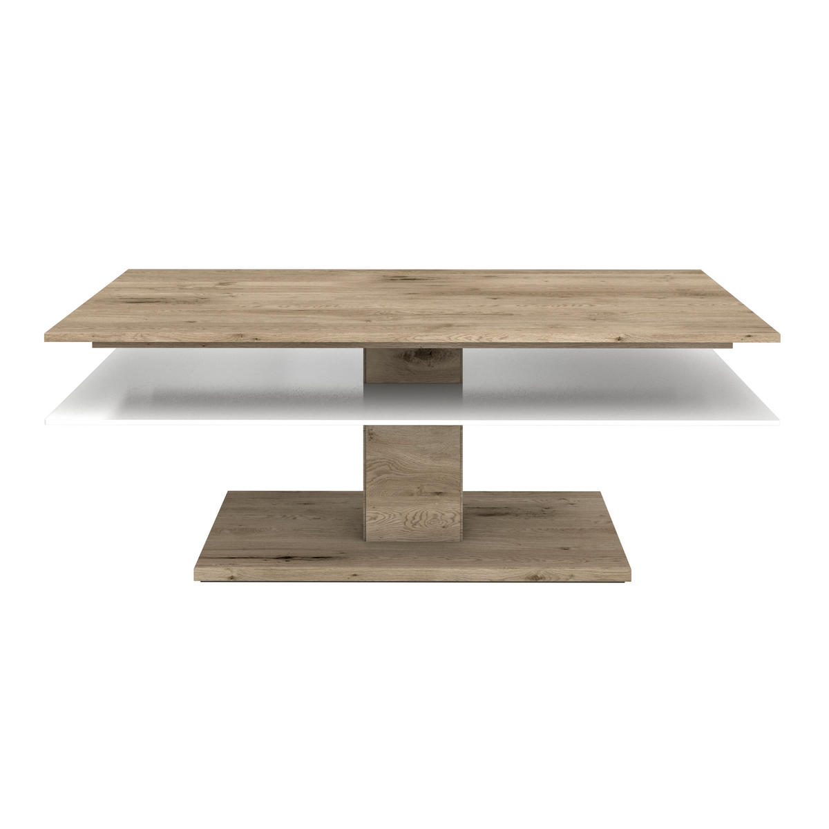 COUCHTISCH in Holz, Glas 120/75/46 cm  - Weiss/Eichefarben, Design, Glas/Holz (120/75/46cm) - Voglauer
