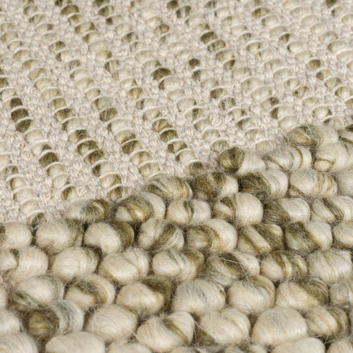 HANDWEBTEPPICH 120/170 cm BOBBLE WOOL BORDER Grün  - Grün, Trend, Textil (120/170cm) - Xora