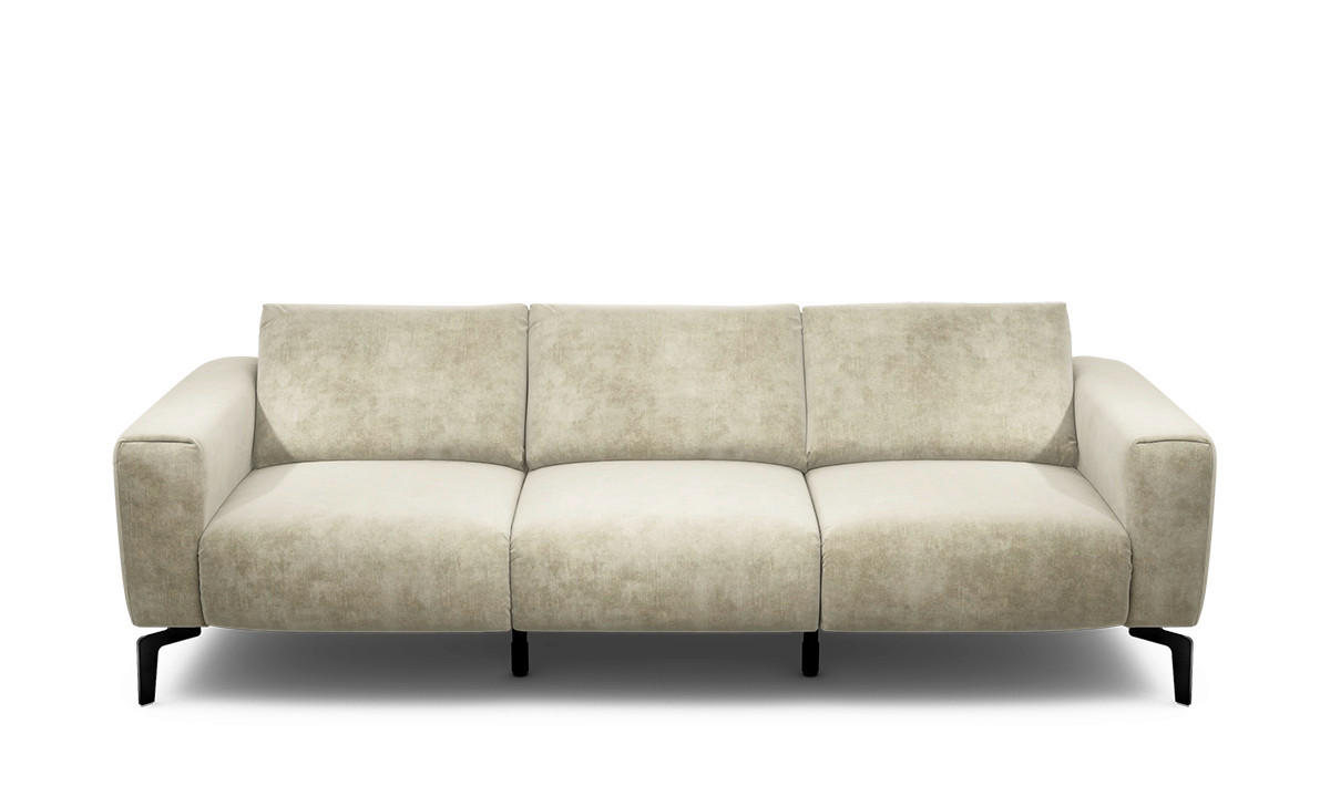 3-SITZER-SOFA Samt Naturfarben  - Schwarz/Naturfarben, Design, Textil/Metall (250/86/86-94cm) - SENSOO