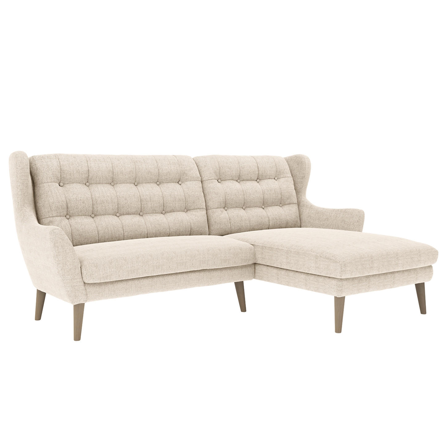 ECKSOFA in Webstoff Silberfarben  - Eichefarben/Silberfarben, Konventionell, Holz/Textil (173/107/250cm) - Trendmanufaktur