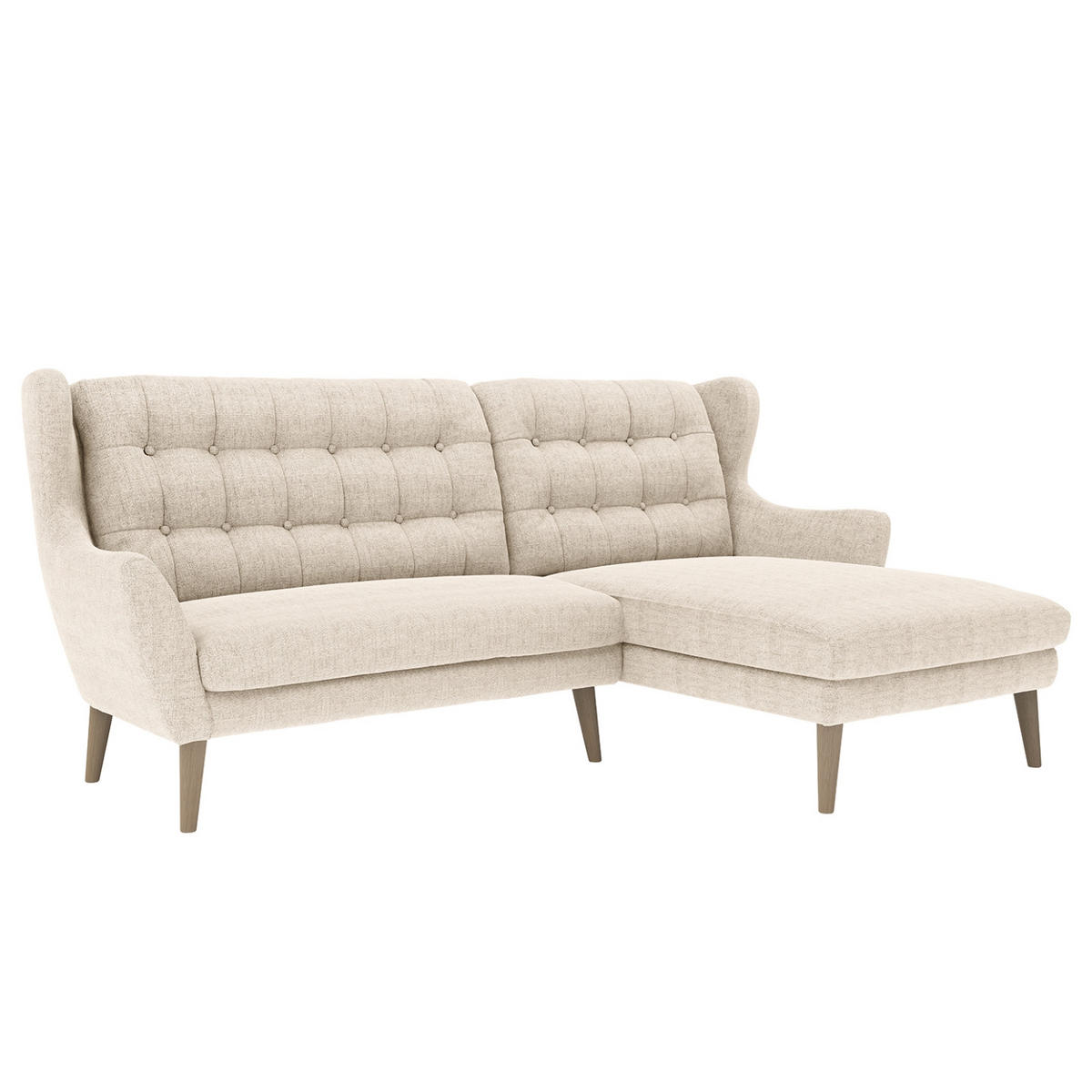 ECKSOFA in Webstoff Silberfarben  - Eichefarben/Silberfarben, Konventionell, Holz/Textil (173/107/250cm) - Trendmanufaktur