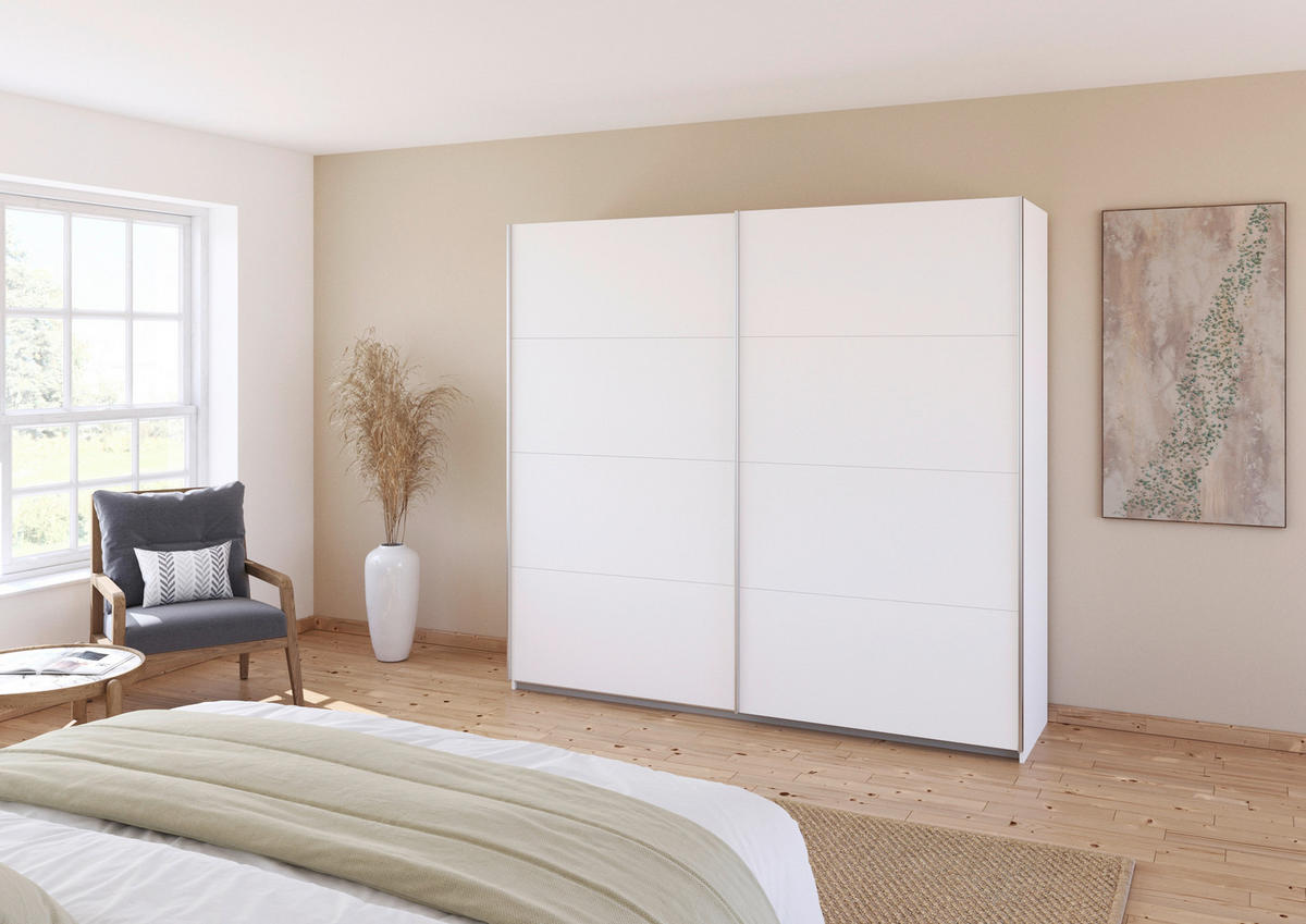 SCHWEBETÜRENSCHRANK Weiss  - Weiss/Alufarben, Konventionell, Holzwerkstoff/Metall (225/229/62cm) - Xora