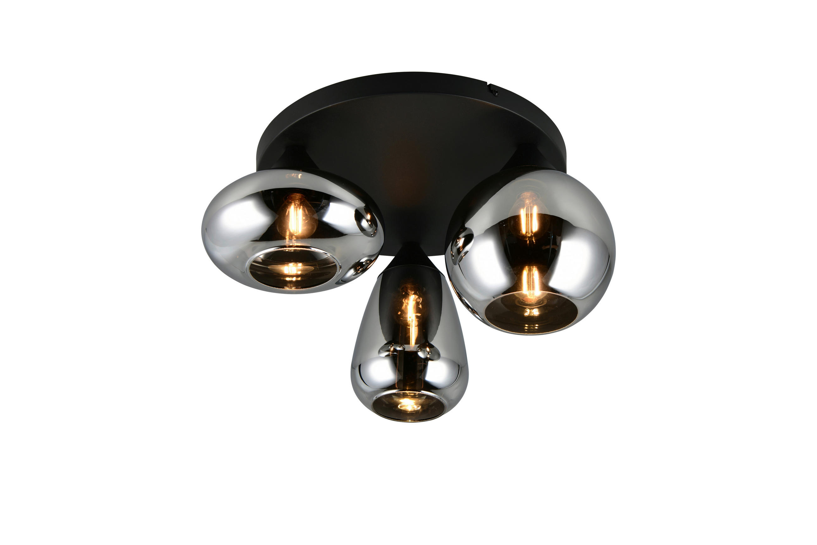 DECKENLEUCHTE LUMINA 48,5/24,5 cm   - Schwarz Hochglanz/Schwarz, Trend, Glas/Metall (48,5/24,5cm) - Trio Leuchten