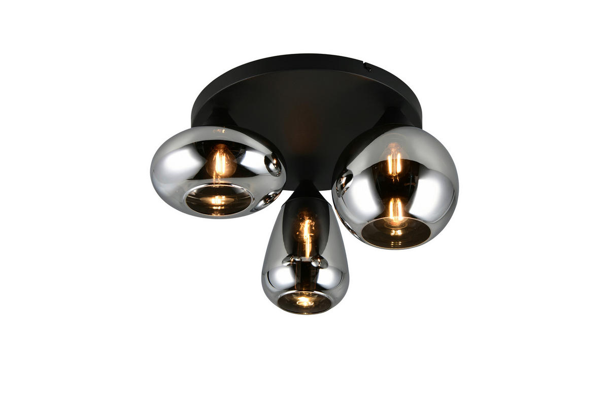 DECKENLEUCHTE LUMINA 48,5/24,5 cm   - Schwarz Hochglanz/Schwarz, Trend, Glas/Metall (48,5/24,5cm) - Trio Leuchten