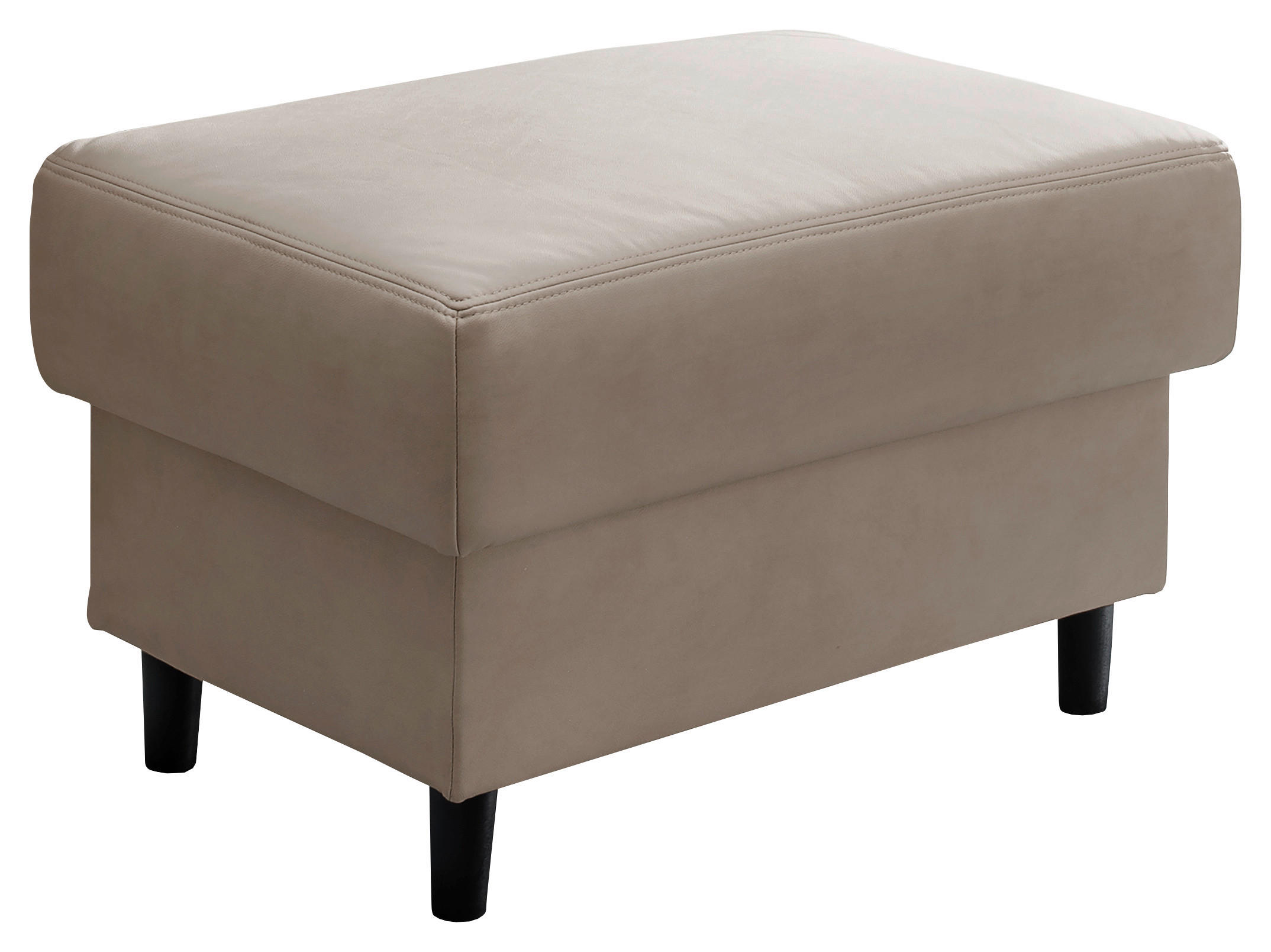 HOCKER Lederlook Beige  - Beige/Schwarz, MODERN, Holz/Textil (76/46/55cm) - Livetastic