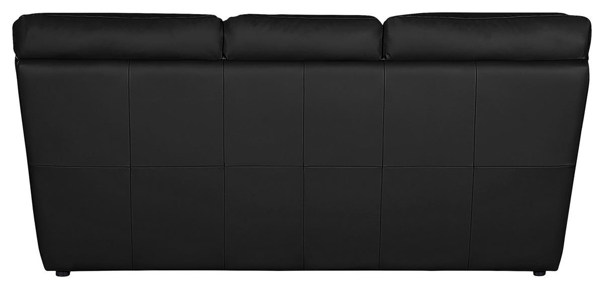 3-SITZER-SOFA Echtleder Schwarz  - Schwarz, Design, Leder/Kunststoff (205/92/85cm) - Livetastic