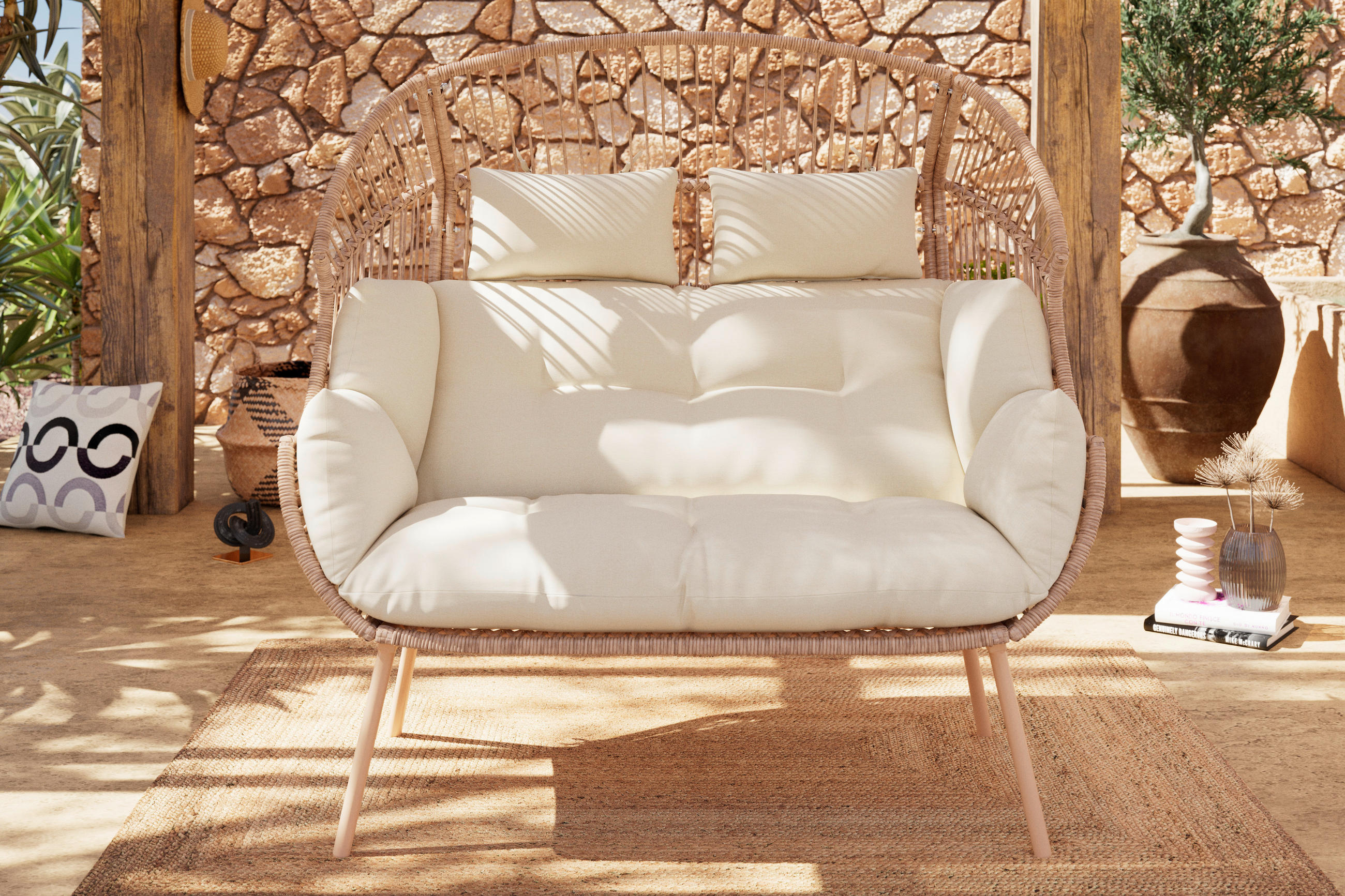 GARTENMUSCHEL 146/136/83 cm  - Dunkelgrau/Grau, MODERN, Kunststoff/Textil (146/136/83cm) - Ambia Garden