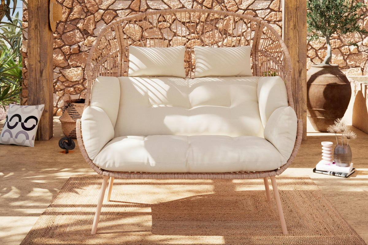 GARTENMUSCHEL 146/136/83 cm  - Dunkelgrau/Grau, Modern, Kunststoff/Textil (146/136/83cm) - Ambia Garden