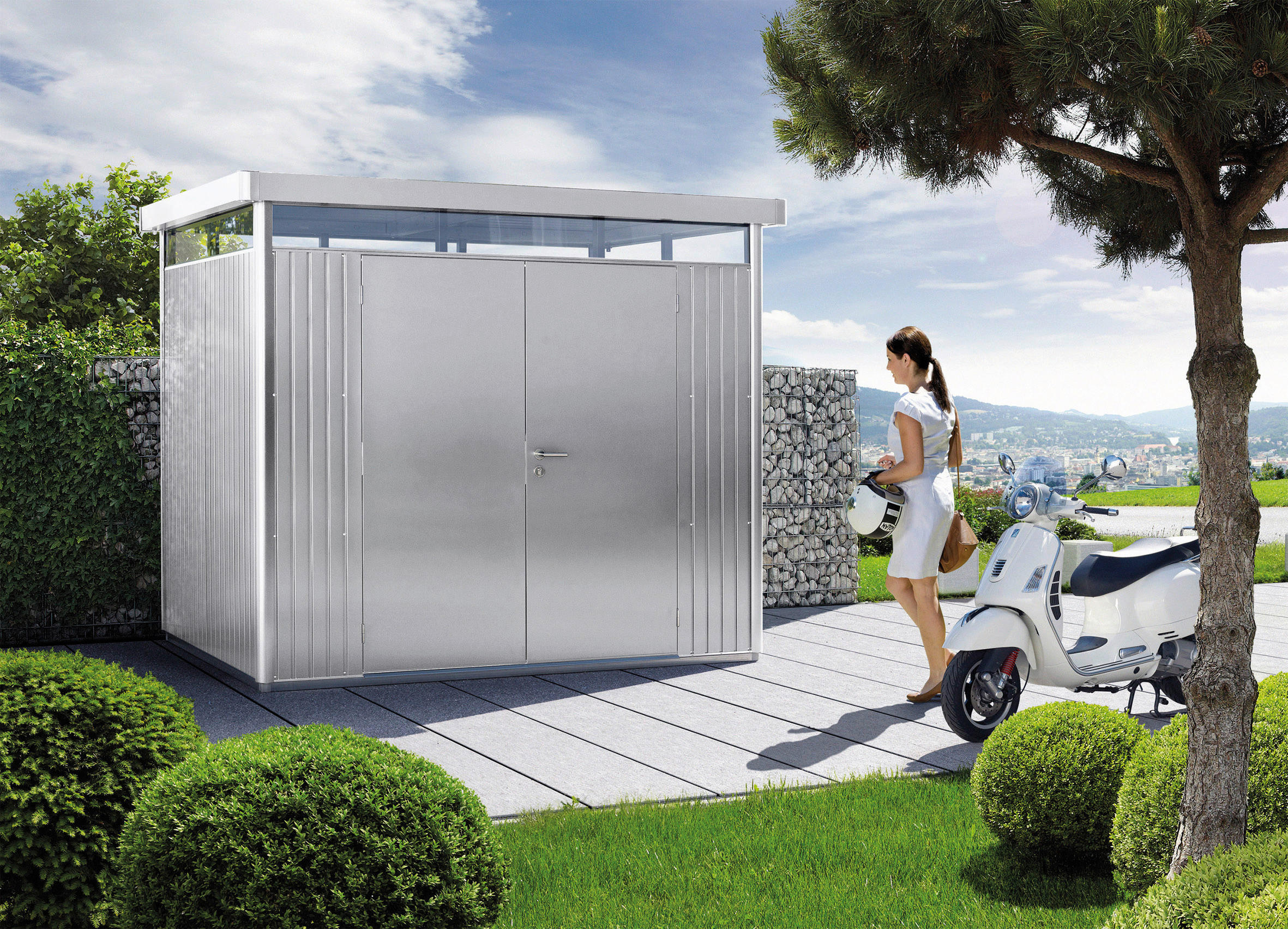 GERÄTEHAUS 275/222/195 cm  - Silberfarben, Design, Metall (275/222/195cm) - Biohort