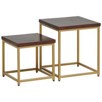 BEISTELLTISCHSET Mangoholz vollmassiv quadratisch Goldfarben, Walnussfarben  - Goldfarben/Walnussfarben, Design, Holz/Metall (36/31/40/30/36/31cm) - MID.YOU