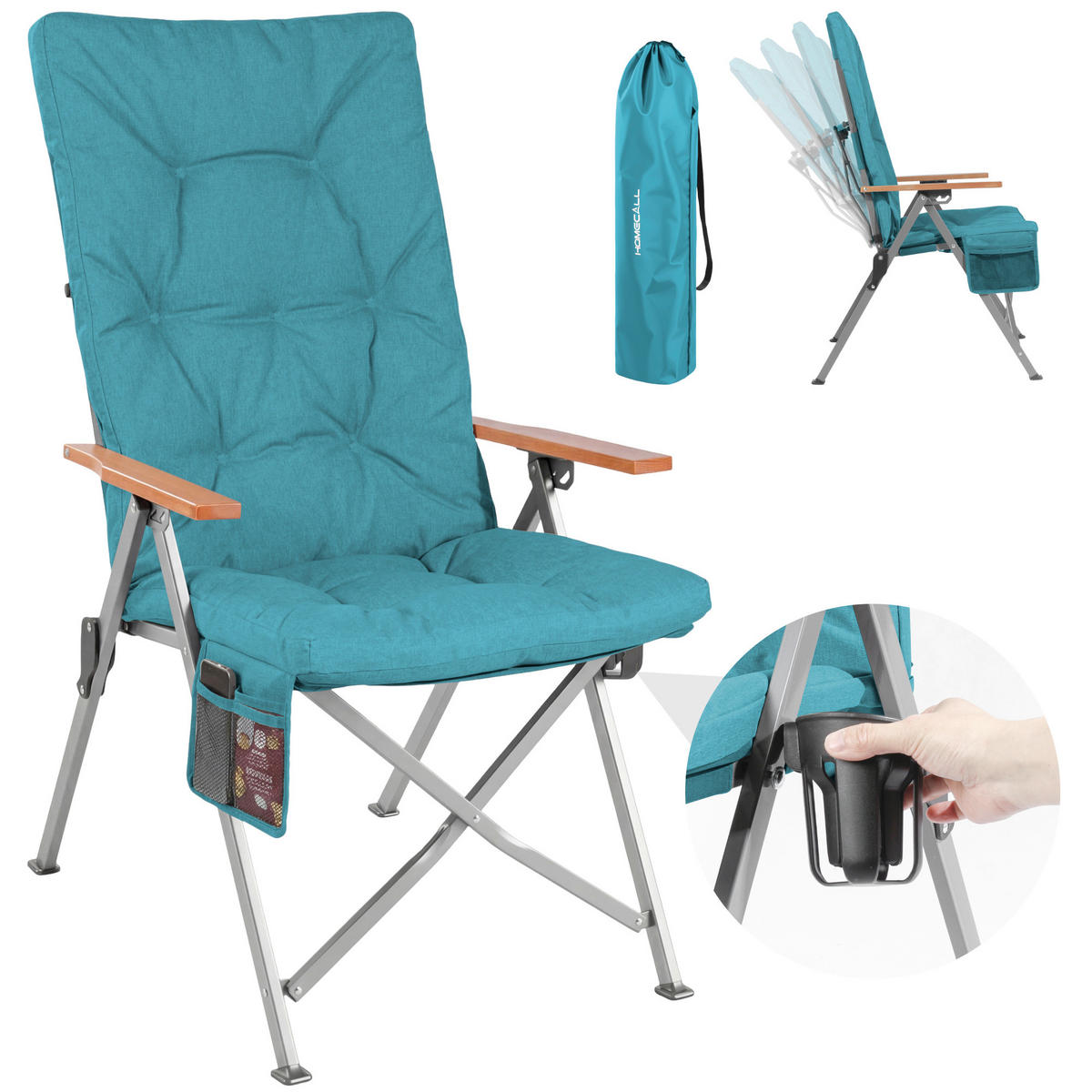 CAMPING-KLAPPSTUHL - Blau/Silberfarben, Basics, Textil/Metall (56/109/71cm) - Modante
